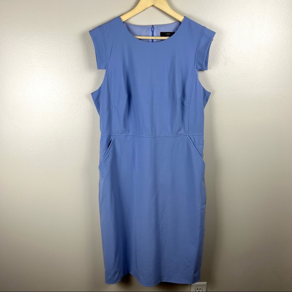 J. Crew Resume Dress Size 16 Tall Periwinkle Pockets Professional Business Wool